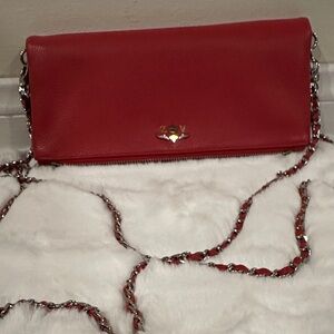 Zadig & Voltaire Red Leather Chain Strap Clutch